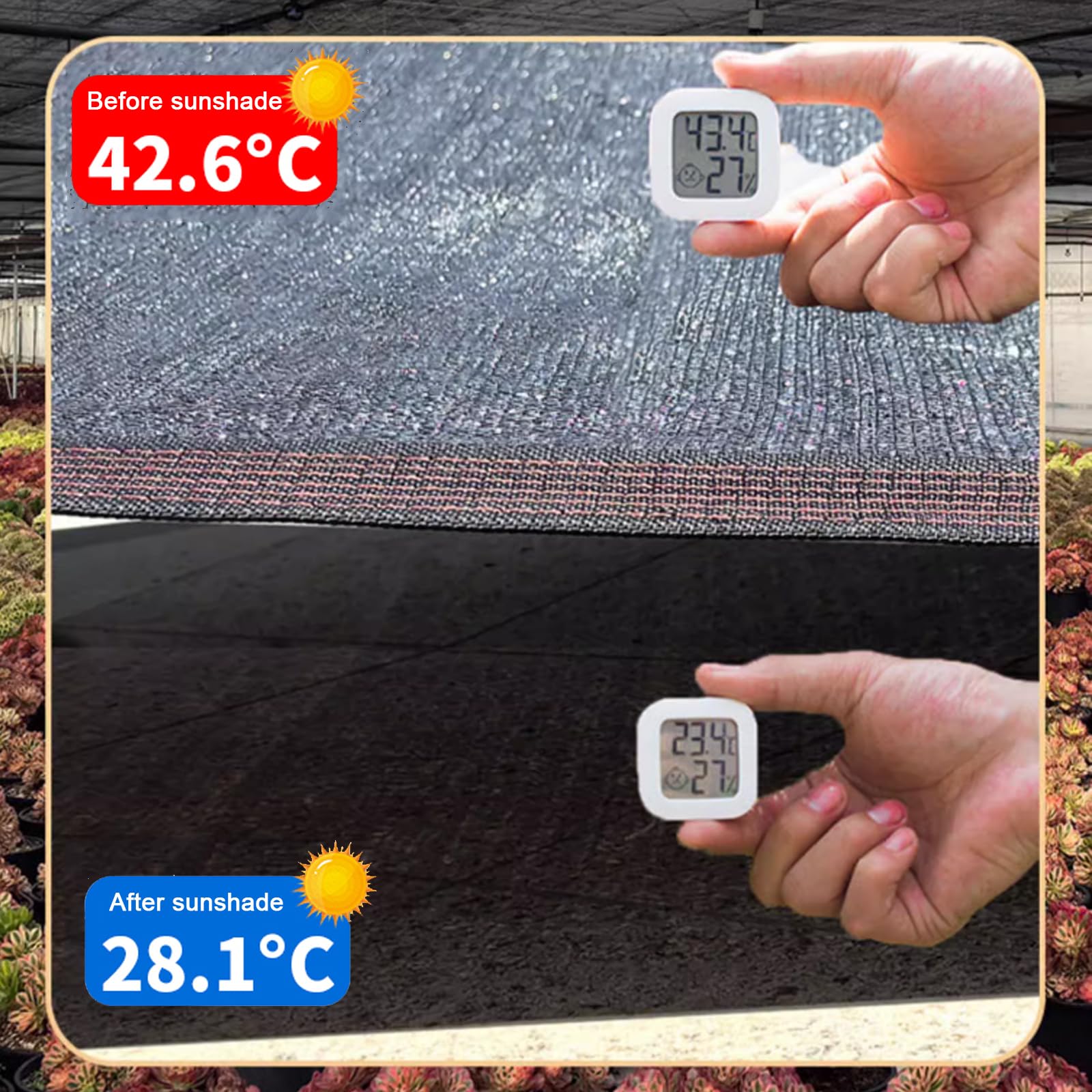 Tela de sombra: lona de malla de polietileno de alta densidad resistente a los rayos UV con ojales para invernadero, jardín, patio, patio trasero y protección de plantas