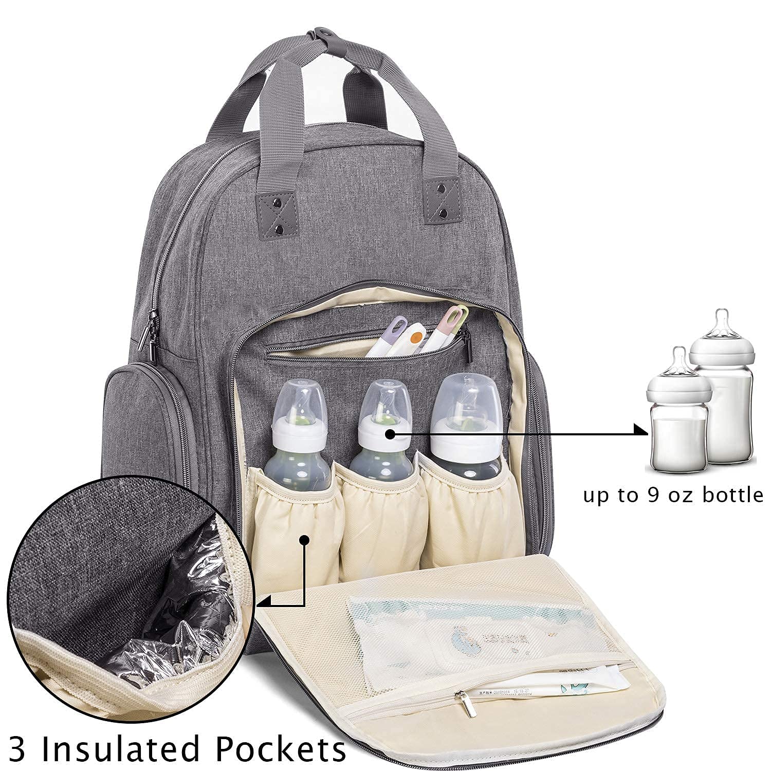 Teamoy Breast Pump Bag with Teamoy Breastmilk Cooler Bag and Two Ice Pack, Gray