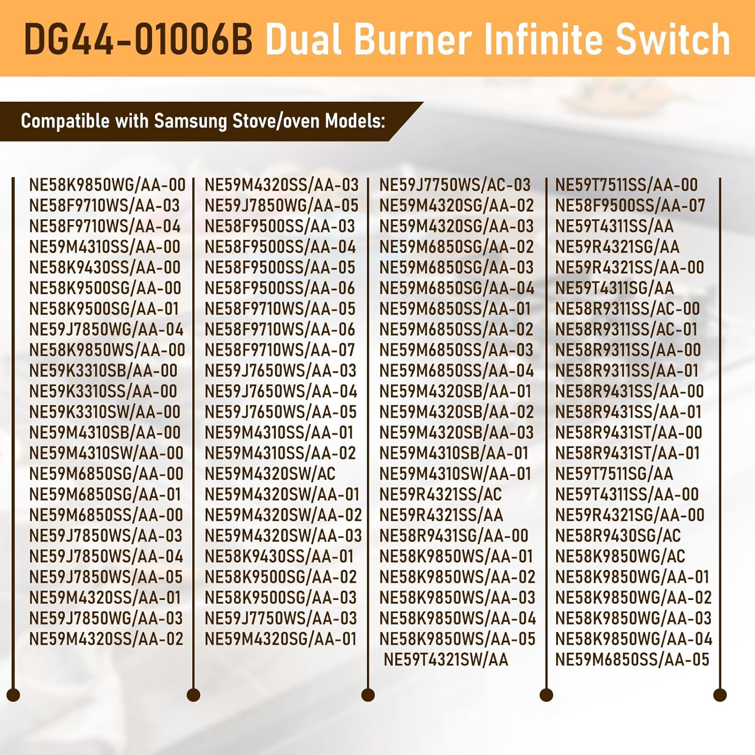 DG44-01006B PER001-12 D Range Dual Surface Element Control Switch Replacement, Compatible with Samsung Stoves and Ovens, Replaces PD00035203, AP6037530, PS11771631, EAP11771631