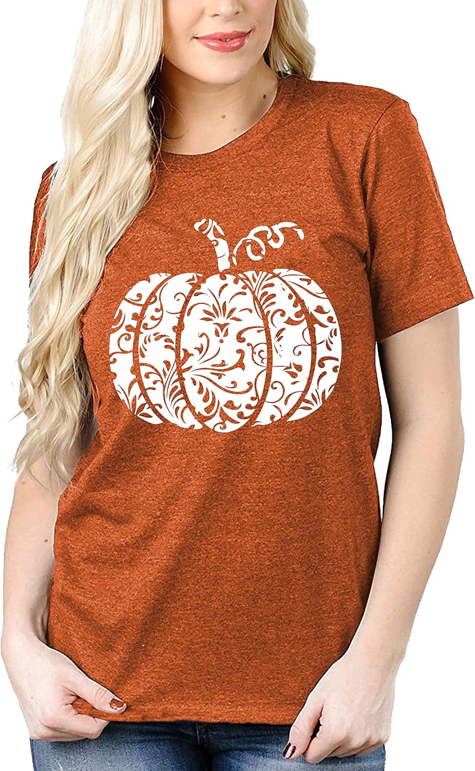 Halloween Pumpkin Shirt Women Leopard Graphic Tees Short Sleeve Fall T-Shirt Thanksgiving Gift Tops - Image 3