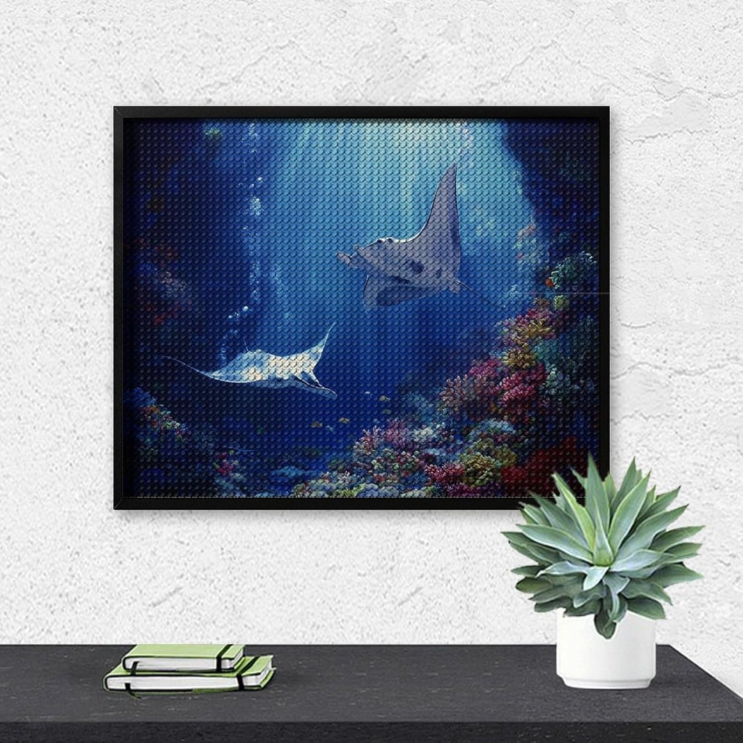 Sea Stingray Print Diamond Painting Full Round Drill Diamond Art Pictures Crafts for Home Wall Decor 16"x20"