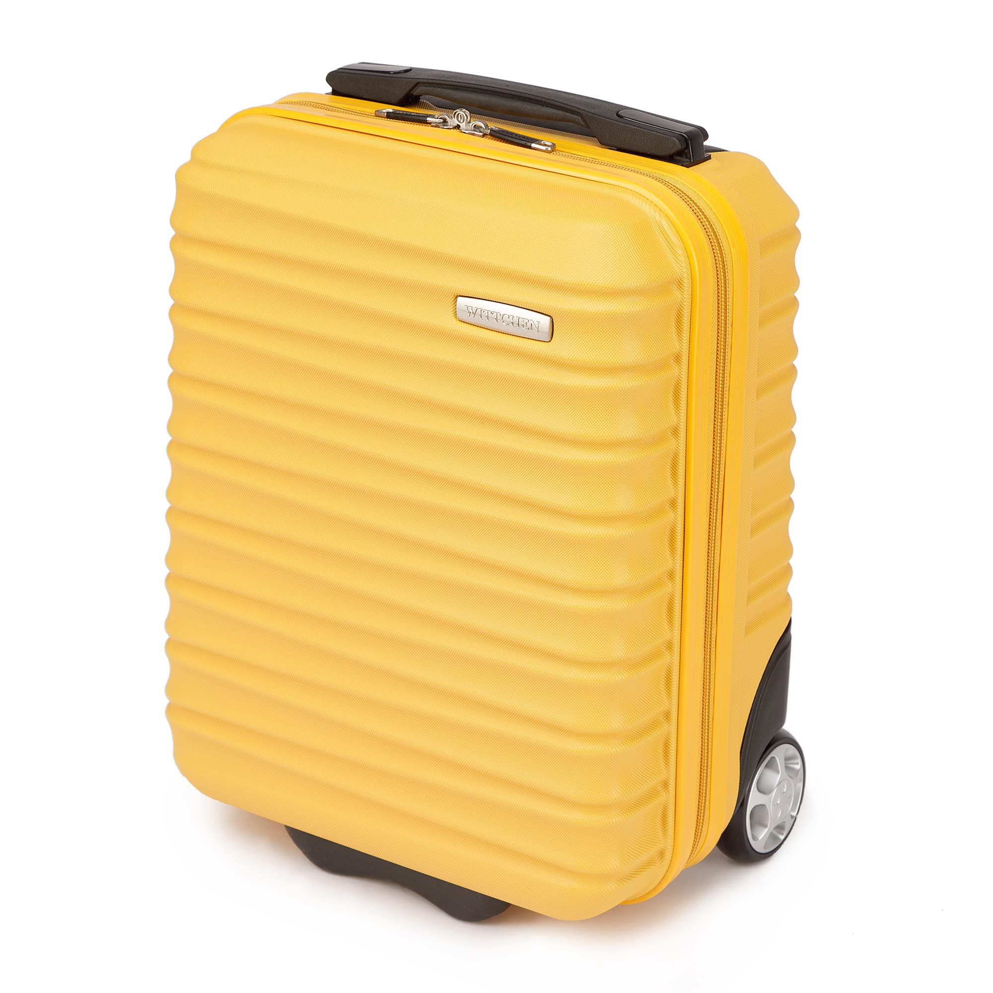 WITTCHEN valigia da viaggio piccola da cabina bagaglio a mano a rotelle guscio duro in ABS con 2 ruote standard maniglia telescopica Groove Line valigia piccola giallo Ryanair/ITA Airways/easyJet