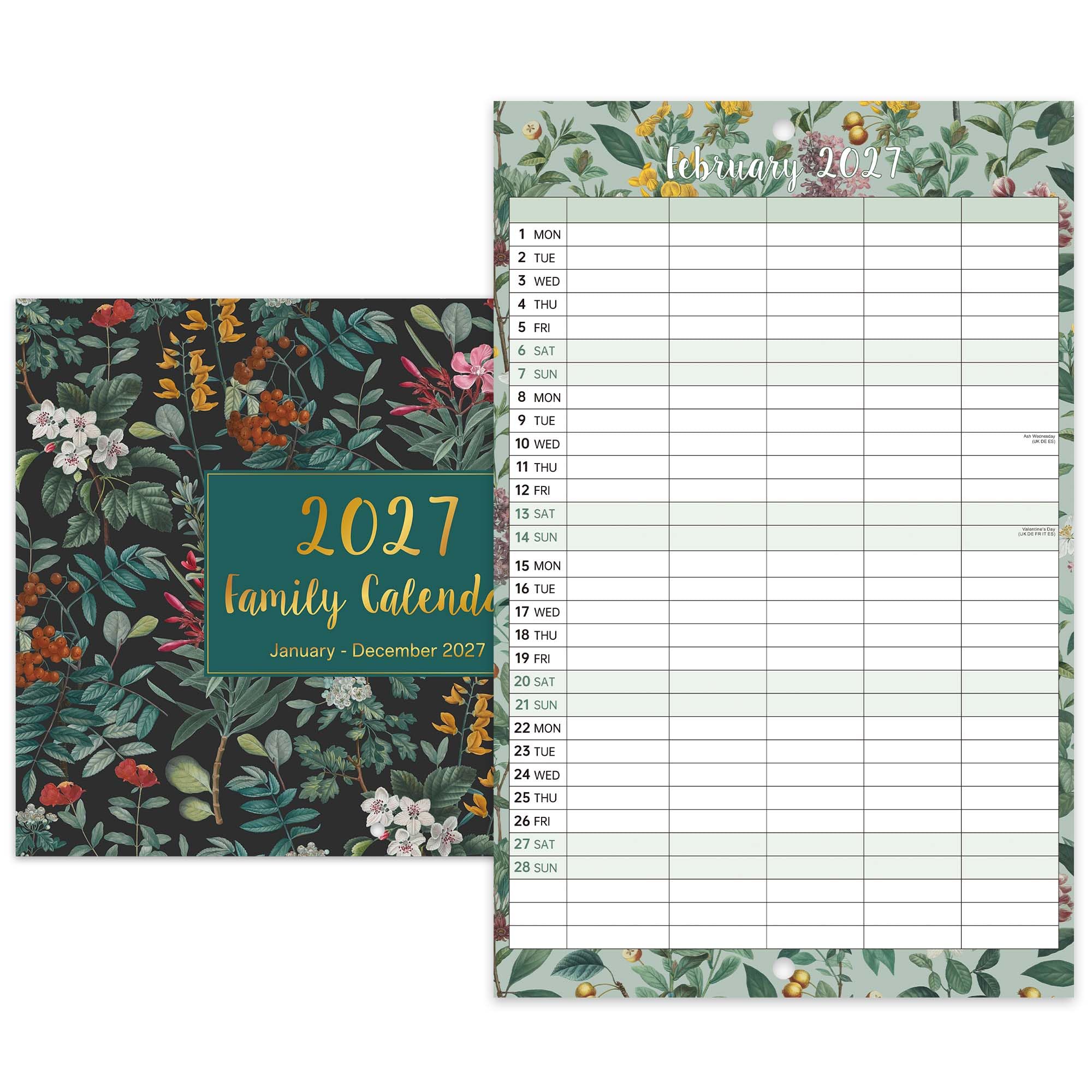 Family Calendar 2027 - A4 Family planner 2027 with 5 columns