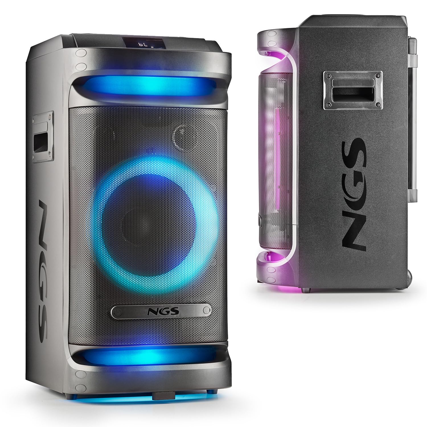 Enceinte Active 900W sur Batterie de Sonorisation NGS WILDSPACE1, 2 MICROS, Bluetooth, USB/AUX, Lumière LED, TWS, avec WOOFER 10