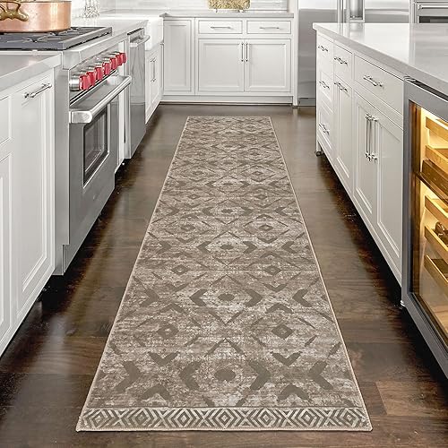 Miniatura 8 de KILOCOCO Alfombra de pasillo de 2 x 8 pies, lavable, antideslizante, alfombra de pelo bajo, alfombra de pasillo para dormitorio, cocina, sala de