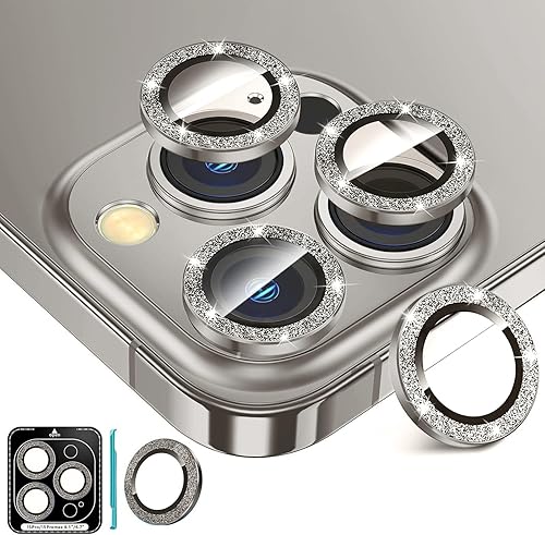 Fewdew 3+1 para iPhone 15 Pro MaxiPhone 15 Pro Protector de lente de cámara, vidrio templado 9H anti rayones Funda protectora de pantalla de cámara