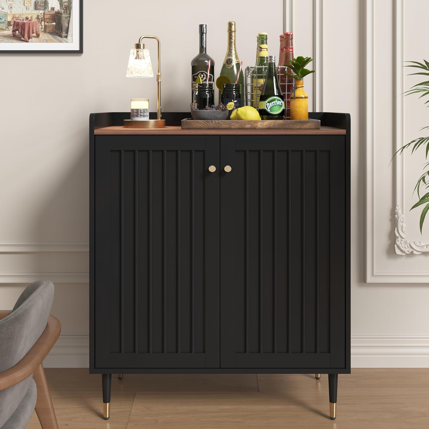 Coffee Bar Cabinet with Wine Racks, Wine Cabinet with Drawer and Adjustable Shelves, Liquor Cabinet, Sideboard Bar Cabinets for Home, Living Room, Dining Room