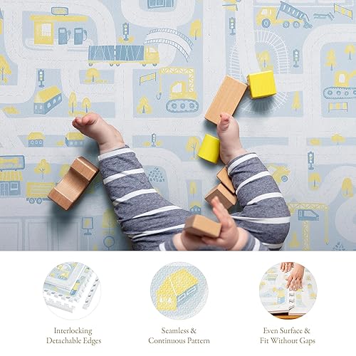 Miniatura 7 de PopsyKosy Tapete de juego de piso para bebé de alta calidad, extra grueso y acolchado, tapete de espuma de 1 pulgada, no tóxico, sin olor, 6