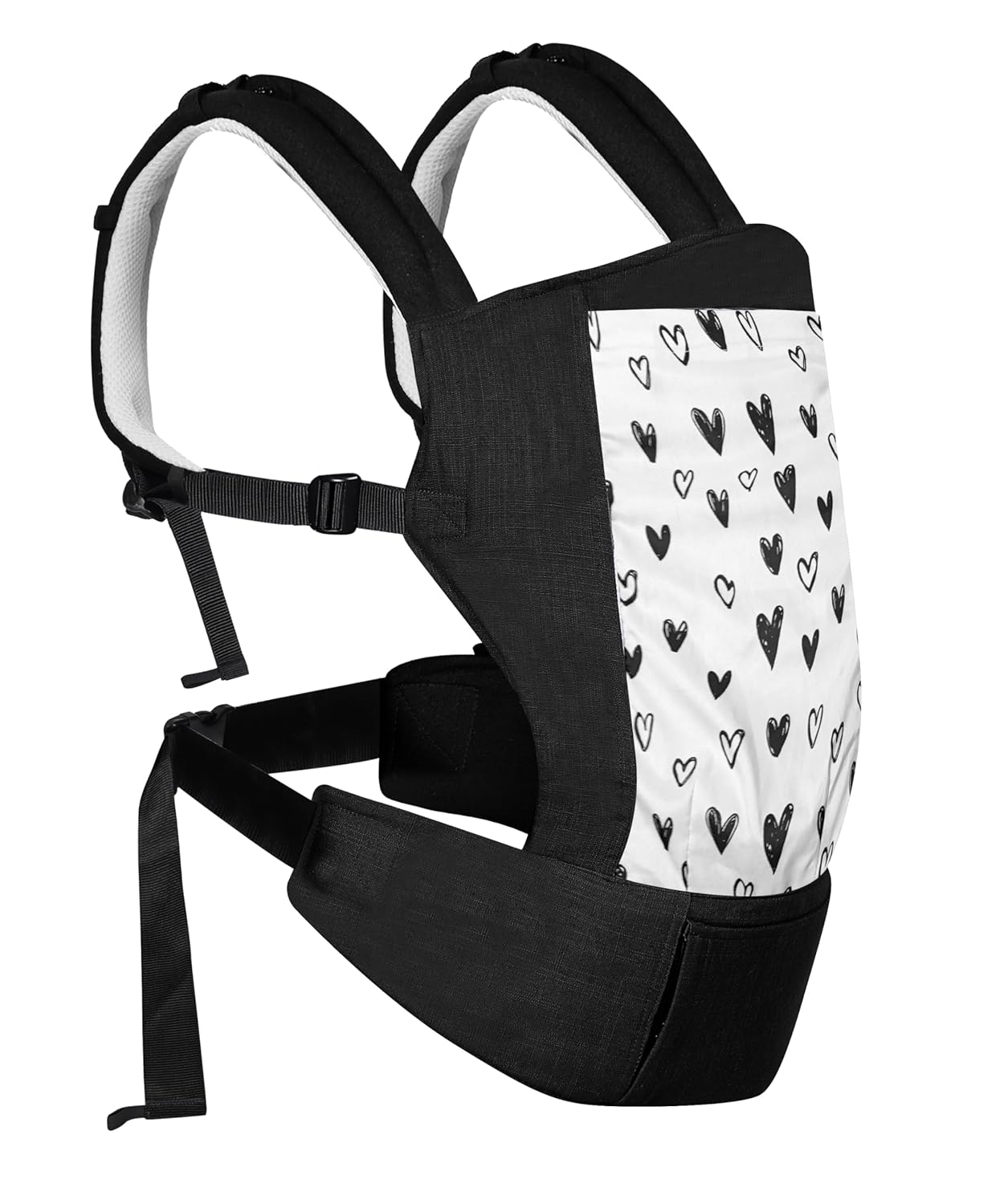 LUVWAY 4-in-1 Baby Carrier with Extra Head Support, Adjustable for 3.5 to 20 Kgs, Comfortable & Versatile Carrier for Infants and Toddlers, Perfect for Parents on The Go (Black)