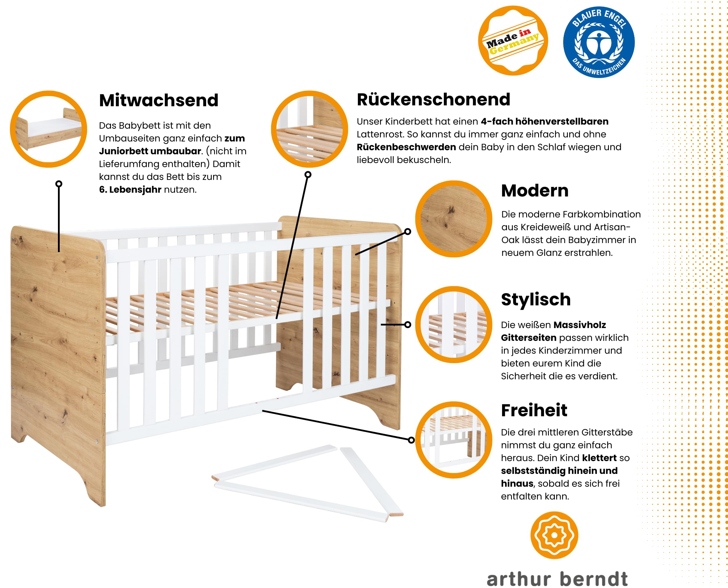 Babyzimmer Set Marlon 2. teilig Bett Wickelkommode