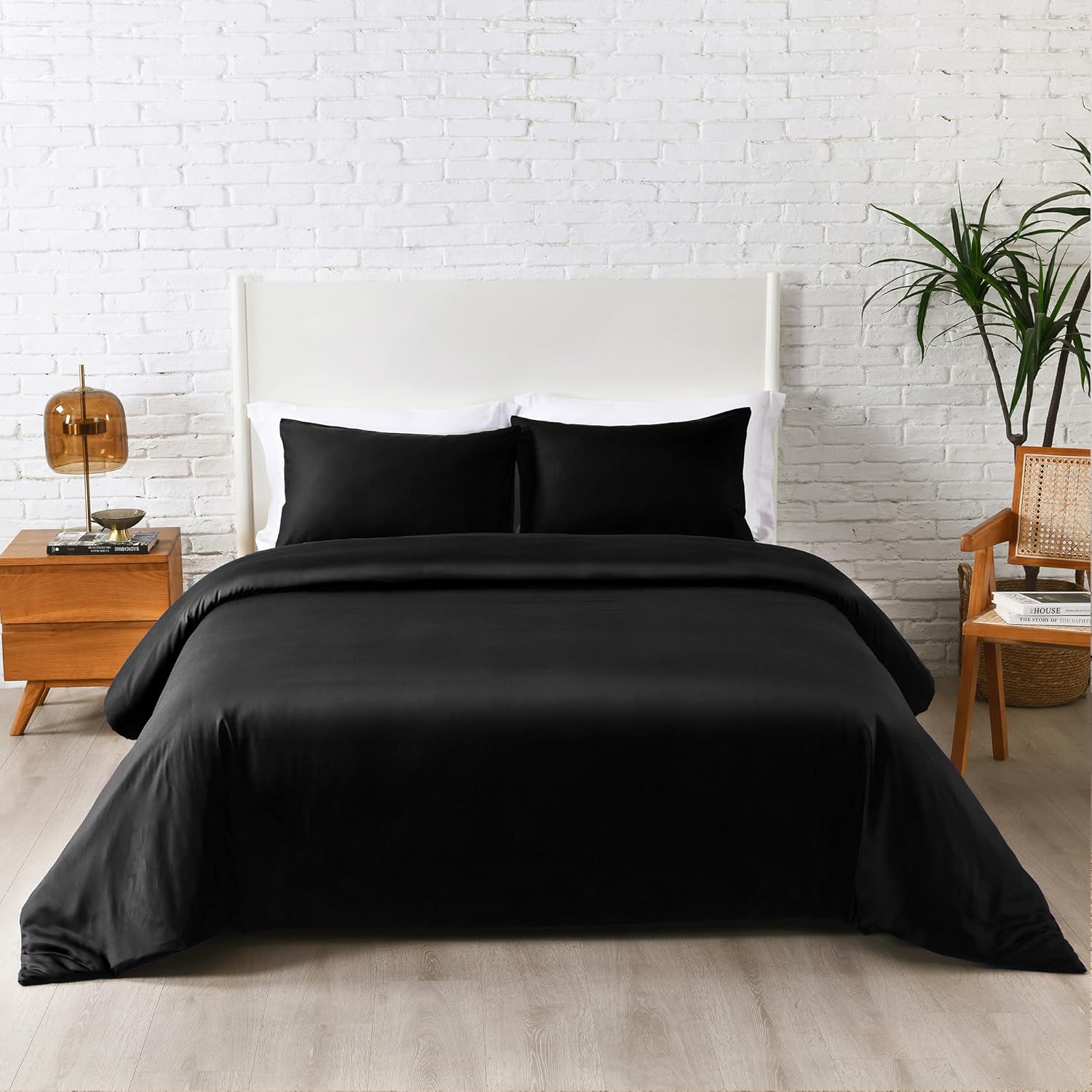 Rosecret Black Duvet Cover Queen Size Set,100 Viscose Derived from