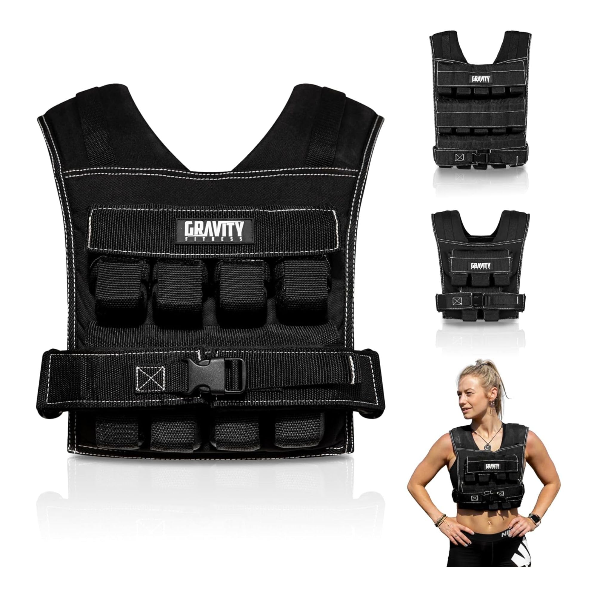 GORNATION Gewichtsvest 10 kg / 20 kg, Verstelbare & Compacte Gewichten voor Fitness, Calisthenics & Krachttraining, Weighted Vest voor Mannen & Vrouwen, Crosstraining & Workout (Zwart, 20kg