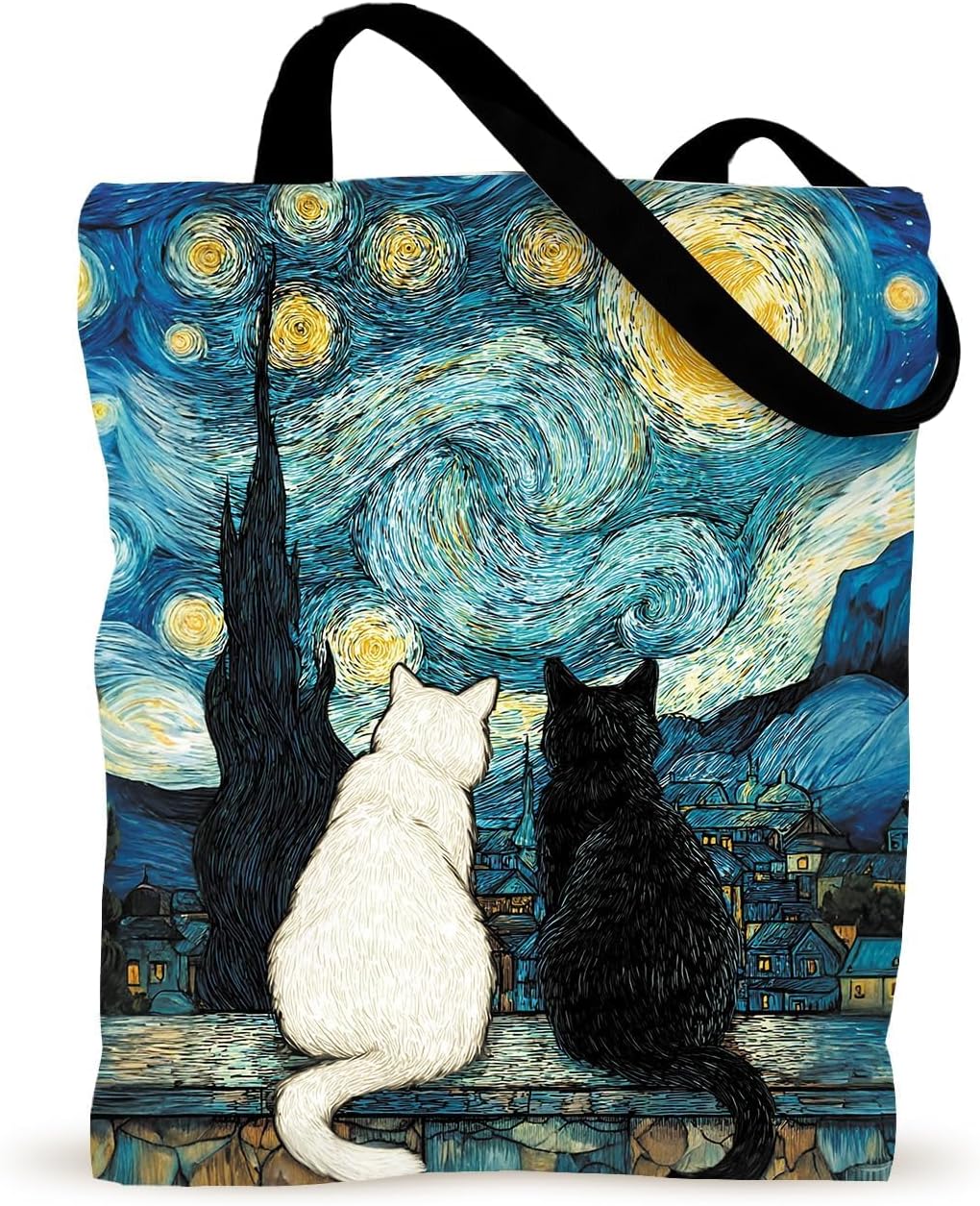 Canvas Tote Bag – Double-Sided Printed Artistic Shoulder Bag with Button Closure for Everyday Use or Gifting