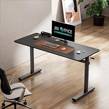 JIN OFFICE Nova Manual Height Adjustable Desk | Sit Stand Desk with Stability Crossbar| Standing Desk| Ergonomic Table for...