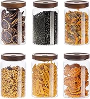 Vista 8 de Kanwone Juego de 6 tarros de almacenamiento de vidrio, recipientes herméticos de almacenamiento de alimentos de 17 onzas con tapas de bambú