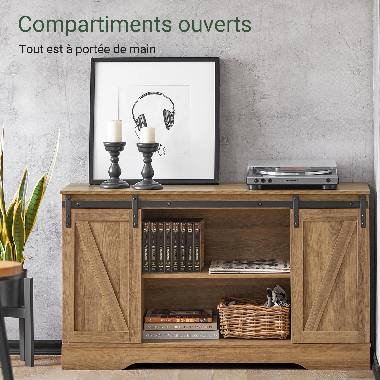 SoBuy Commode Buffet avec Porte coulissante 120x40x70cm pour entrée