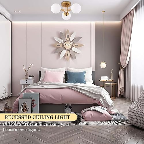 Miniatura 7 de Lámpara de techo de 3 luces de globo de mediados de siglo, moderna lámpara de techo semiempotrada, candelabros Sputnik con pantalla de vidrio de