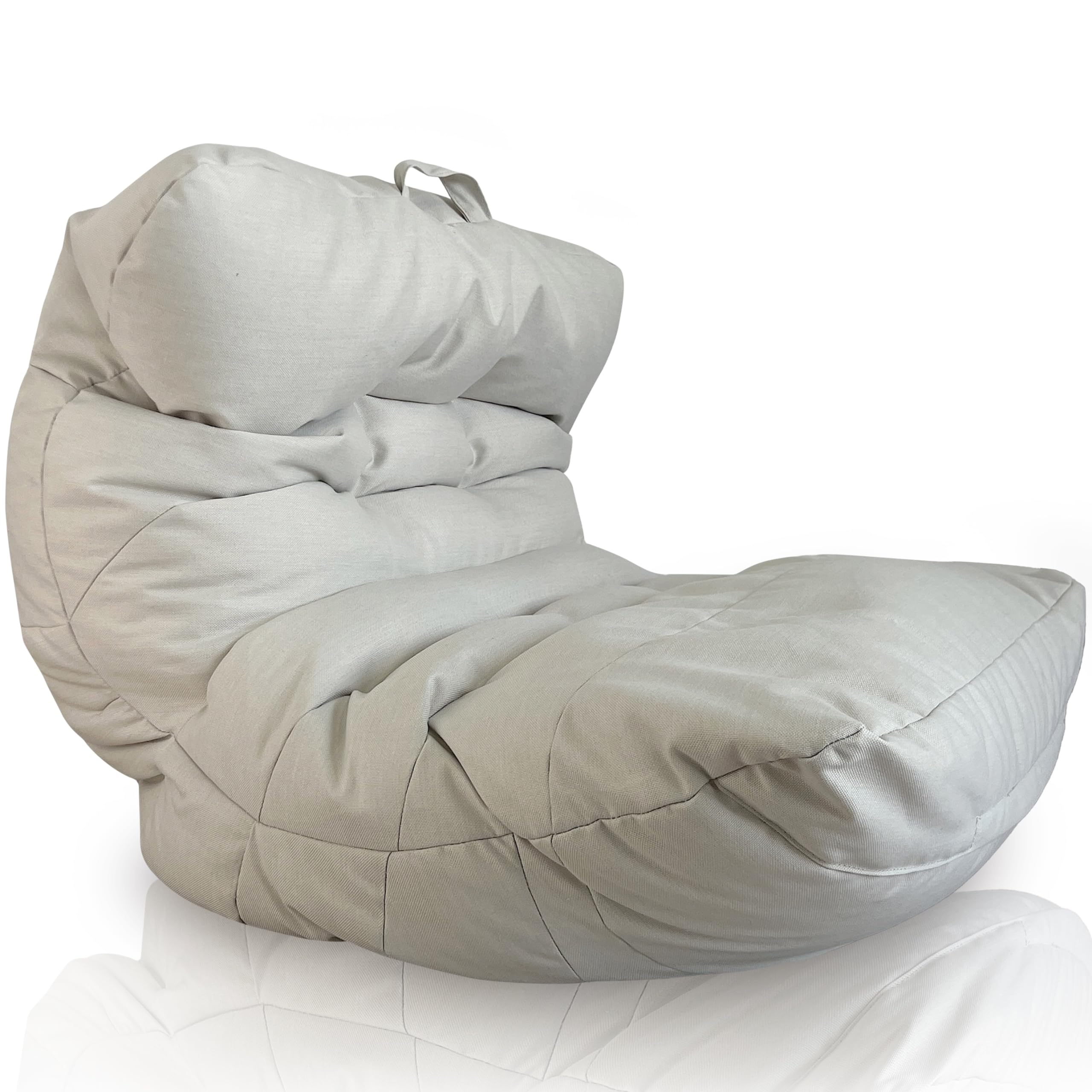 Pouf Esterno XXL Aiire Per Piscina E Giardino - Bean Bag Gigante In Velluto, Imbottitura 350 Litri, Bianco