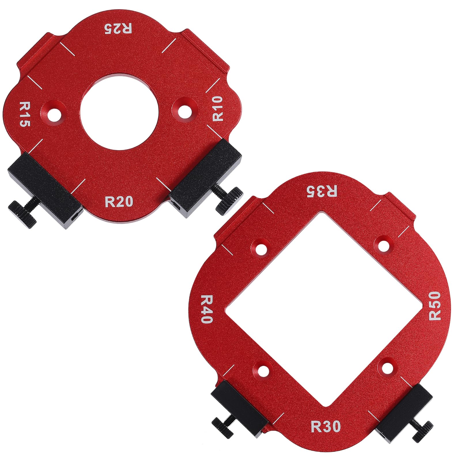 Gabarit de guidage pour défonceuse – Gabarit de fraisage à rayon R10-R50 en alliage d'aluminium pour plaques de bois | Fraise multifonction pour des courbes et des coins précis | Compatible avec les