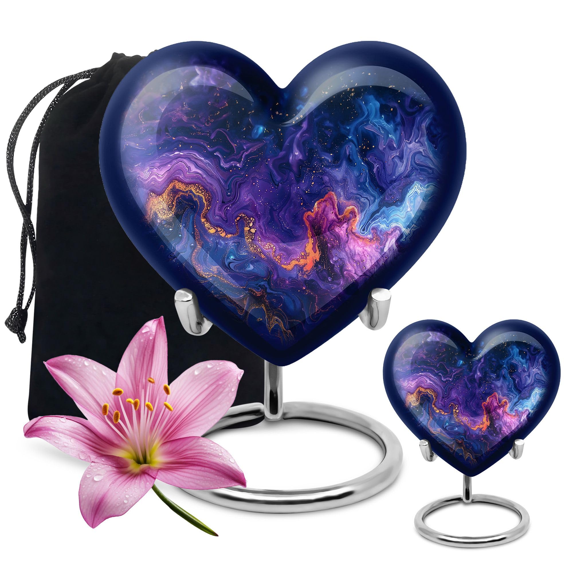 YATHABHISA Celestial Nebula Urn For Ashes Adult Male, heart Urn, Cremation Urns For Human Ashes, Urn For Ashes For Women, Large Urns For Human Ashes Adult, Memorial Urn, Small Urns For Human Ashes