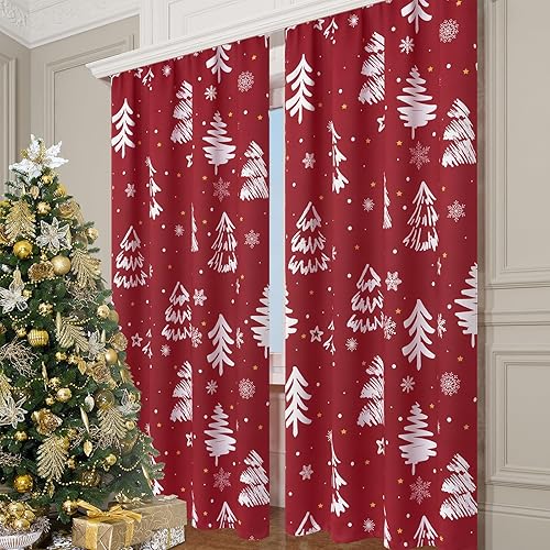 Miniatura 2 de Alishomtll Cortinas opacas de Navidad para dormitorio de 84 pulgadas de largo, juego de 2 paneles de cortinas de Navidad para sala de estar con