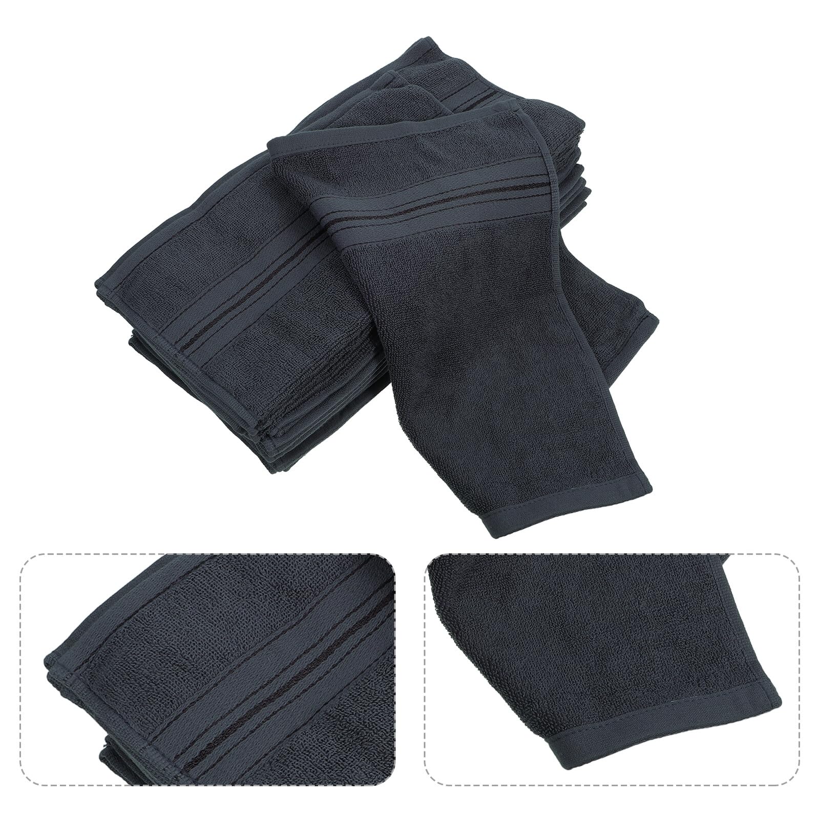 12 Piezas Toallas Faciales Algodón Absorbentes para Baño y SPA Toallas Mano Multifunción para Cocina Gimnasio Oficina Color Gris Oscuro Fáciles de Limpiar