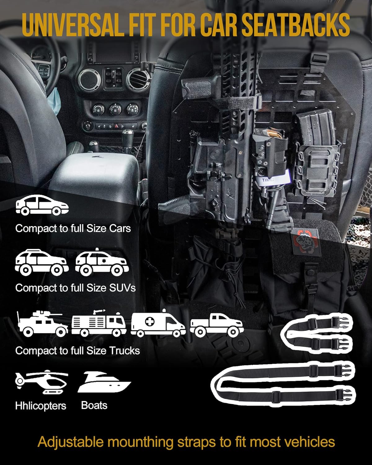 OneTigris Car Back Seat Organizer Fiberglass Rigid MOLLE Panel & Nylon Truck Seat Back Organizer for Vehicles : Automotive