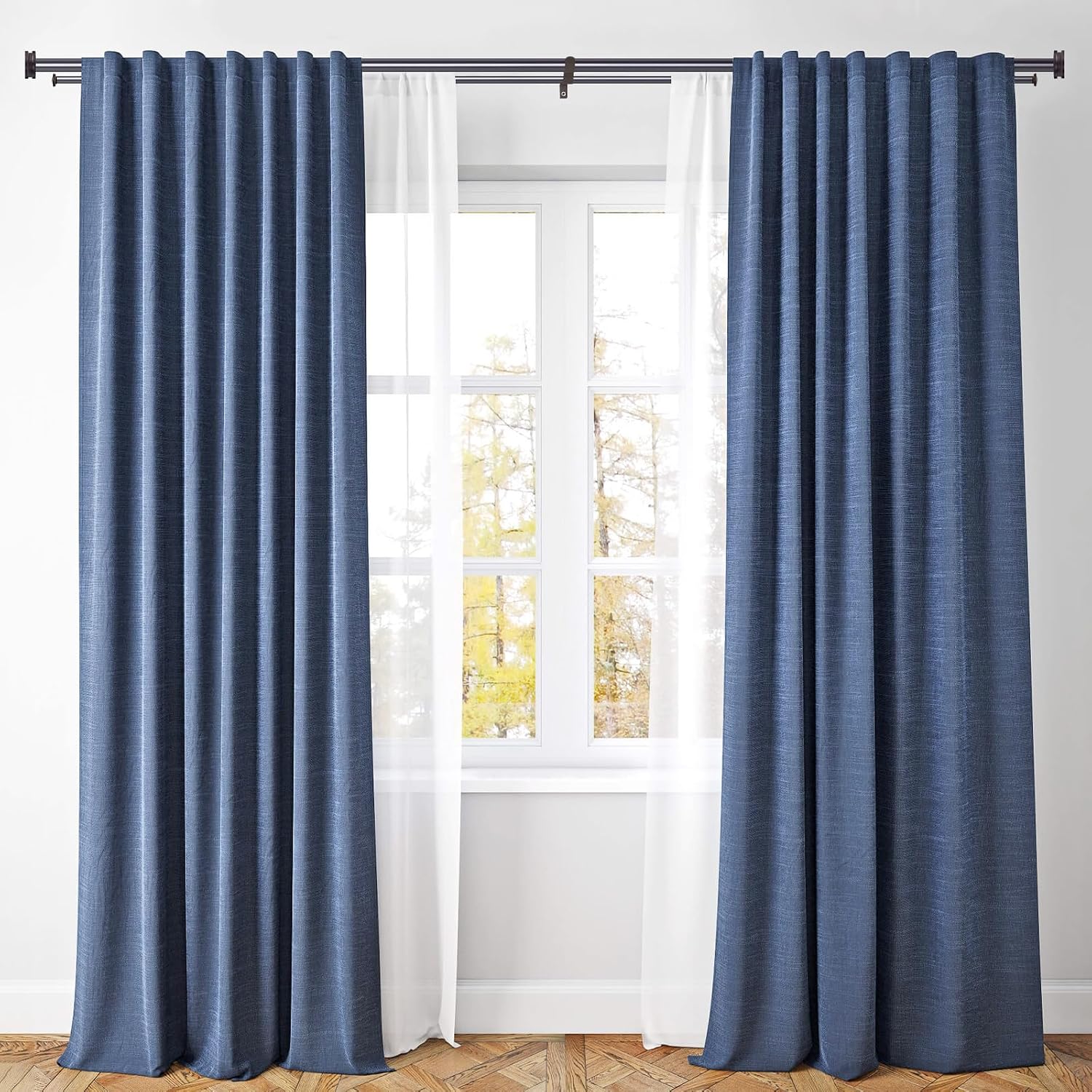 1" Double Curtain Rod 84 to 120 Inchs,BHSRODS Heavy Duty Decorative Drapery Rod for Windows with Small Cap Finial,Brown Gold