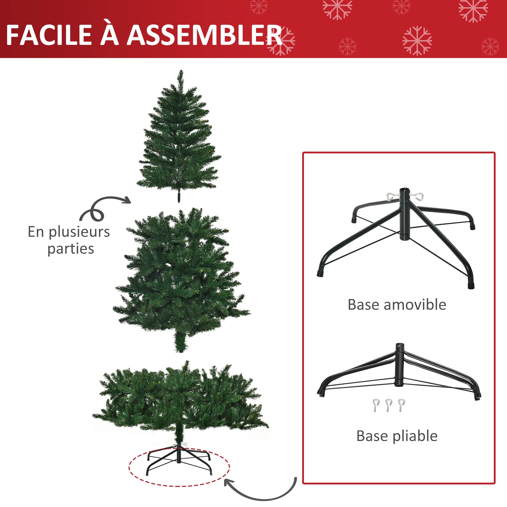 HOMCOM - Árbol de Navidad Artificial (240 cm, 1499 Ramas Espinas, imitación Nordmann, Gran realismo, Color Verde