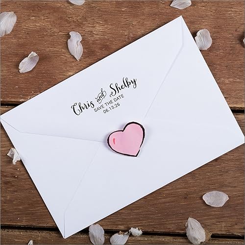 Miniatura 5 de Sello de dirección de devolución autoentintado para sobres de invitaciones de boda, sello de goma personalizado preentintado con tinta negra,