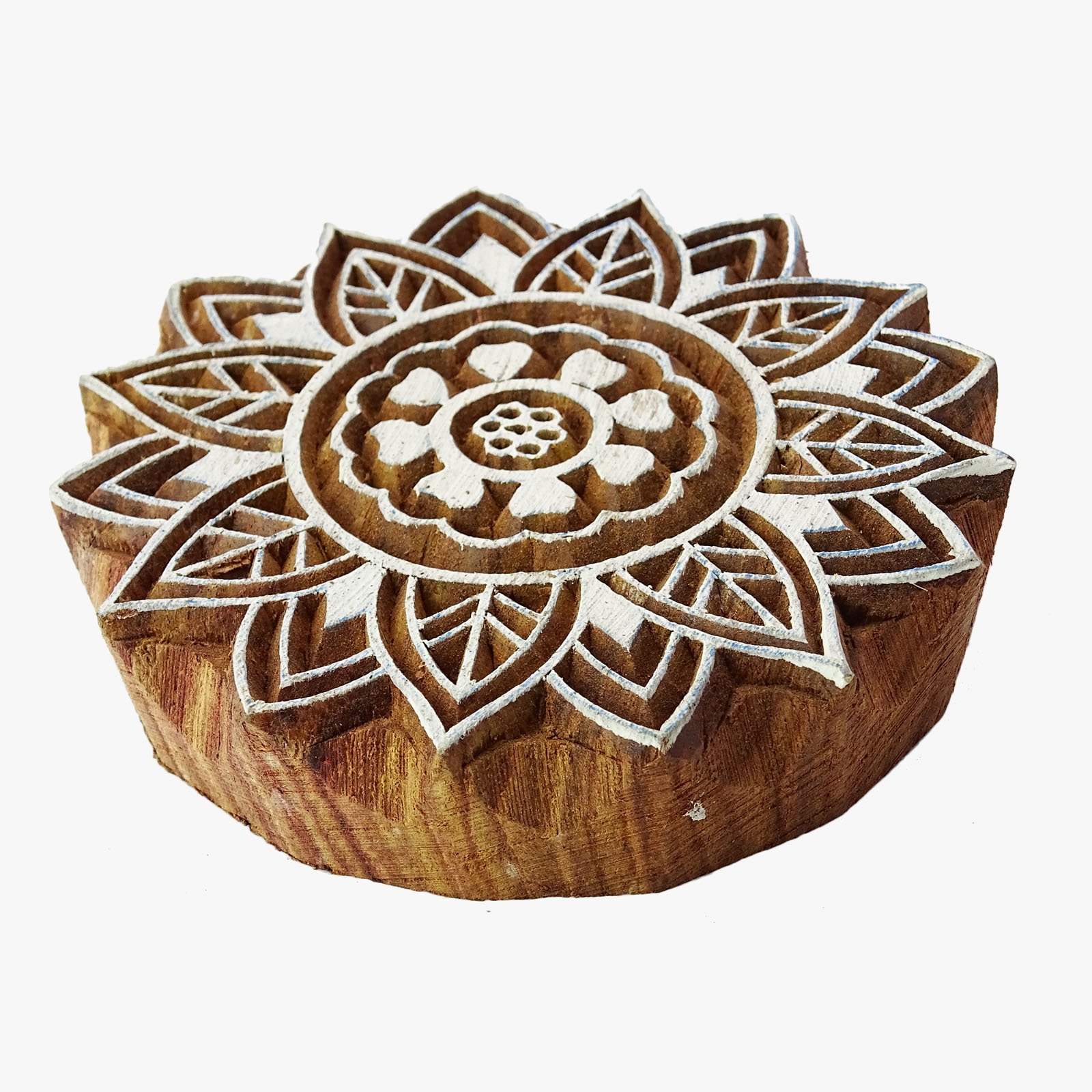 Floral Stamp Decorative Blocks Wooden Textile Stamps Brown Indian Printing Block