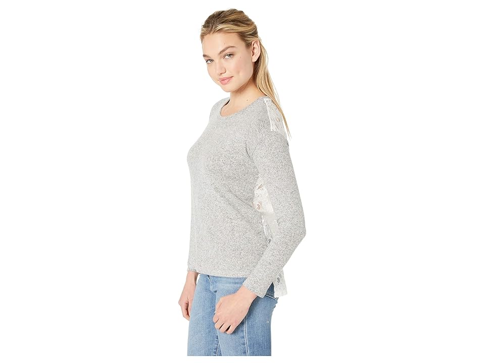

kensie Plush Touch Top with Lace Back KS2K3803 (Heather Grey Combo) Women's Clothing, Black