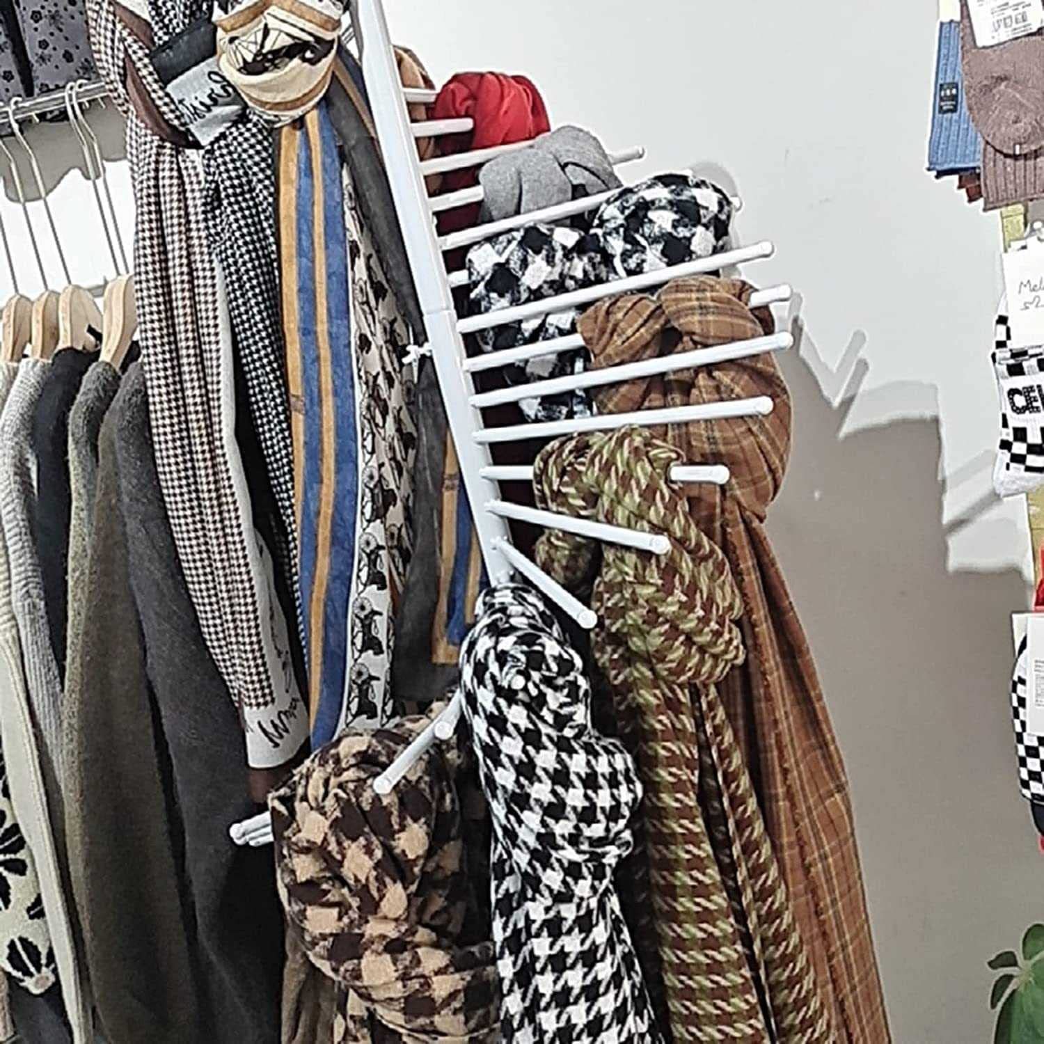 Soporte de metal ajustable para mostrar bufandas, cinturones, pantalones y sábanas. Organizador versátil para uso minorista y doméstico