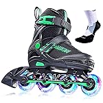 PAPAISON Adjustable Inline Skates for Kids and Adults with Full Light Up Wheels, Outdoor Roller Skates for Girls and Boys, Men and Women