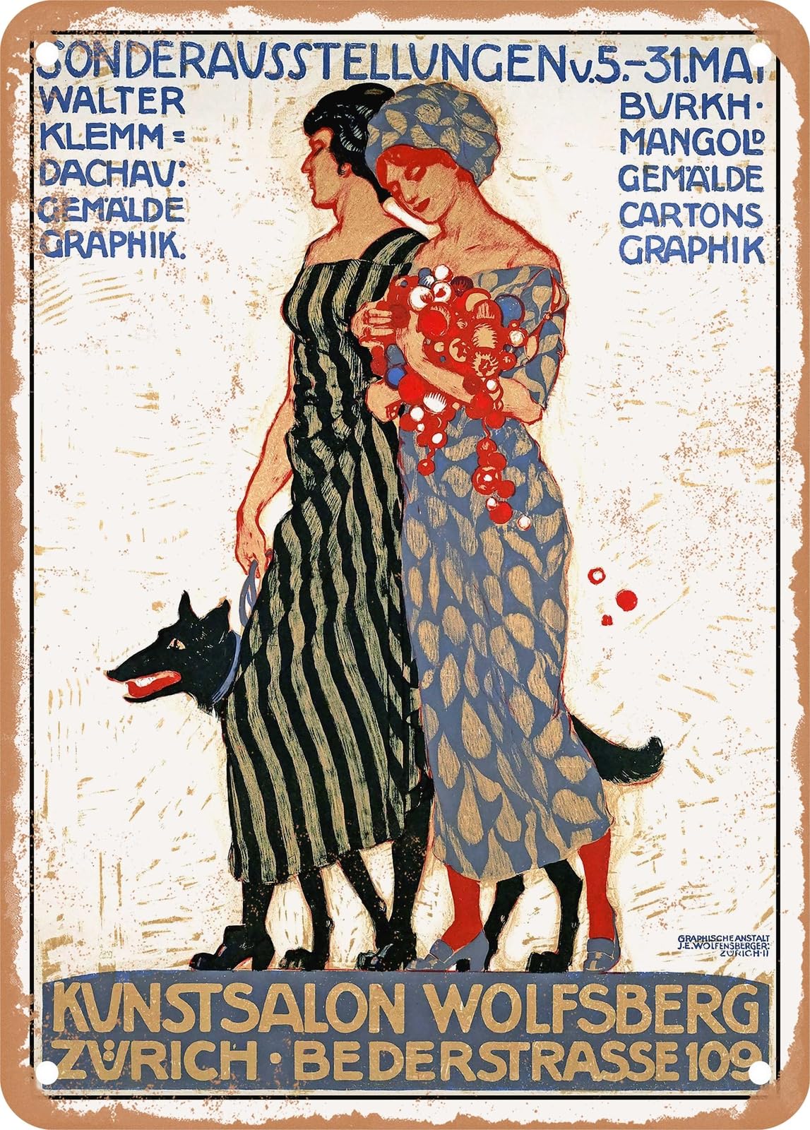 METAL SIGN - 1913 Special exhibitions Kunstsalon Wolfsberg Zurich Vintage Ad home decor