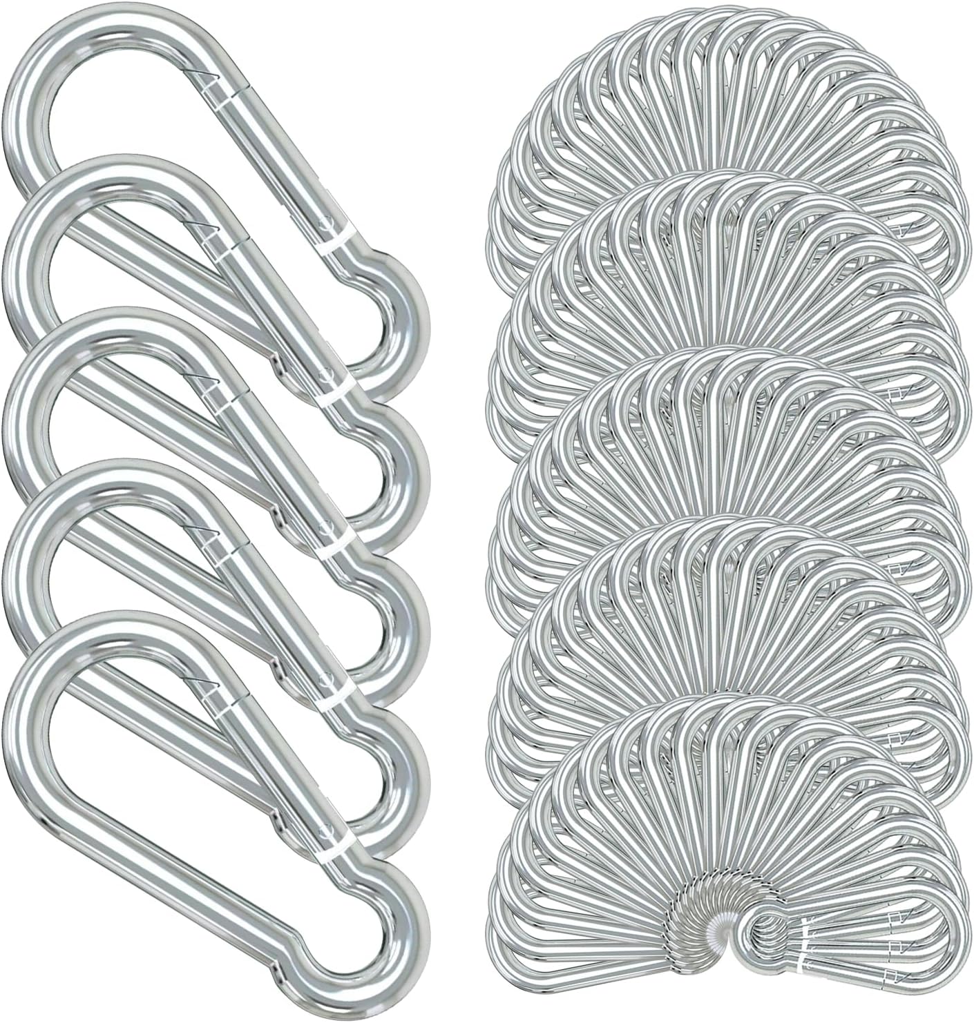 Prowin 100PCS 3.15in Galvanized M8 Carabiner Clips, Heavy Duty Spring Snap Hooks, 882LBS Capacity, Steel Quick Link for Camping, Hiking, Swing, Hammock, Climbing, Outdoor Activities