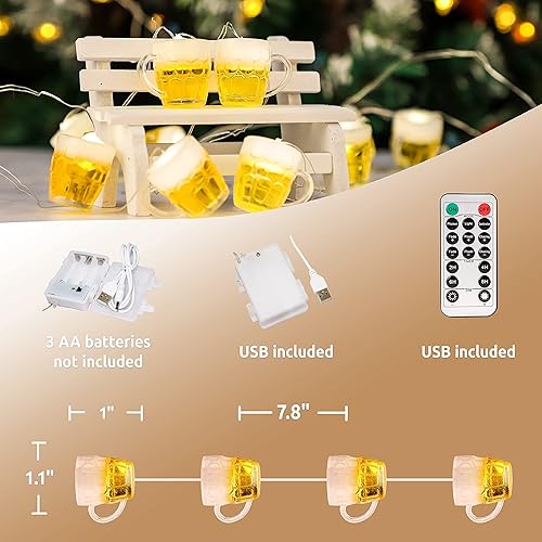 Miniatura 2 de FLAVCHARM Guirnalda de luces de piña de 10 pies, 30 LED, funciona con pilas, con control remoto, luces LED de frutas, enchufe USB, luces de hadas