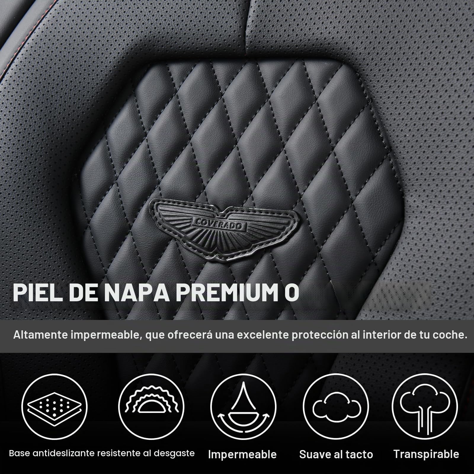Coverado Fundas para Asientos de Coche, Cubierta del Asiento de Cuero Impermeable, Protectora de Asiento, Adecuada para la mayoría de Las camionetas SUV de Lujo B8839 Seat