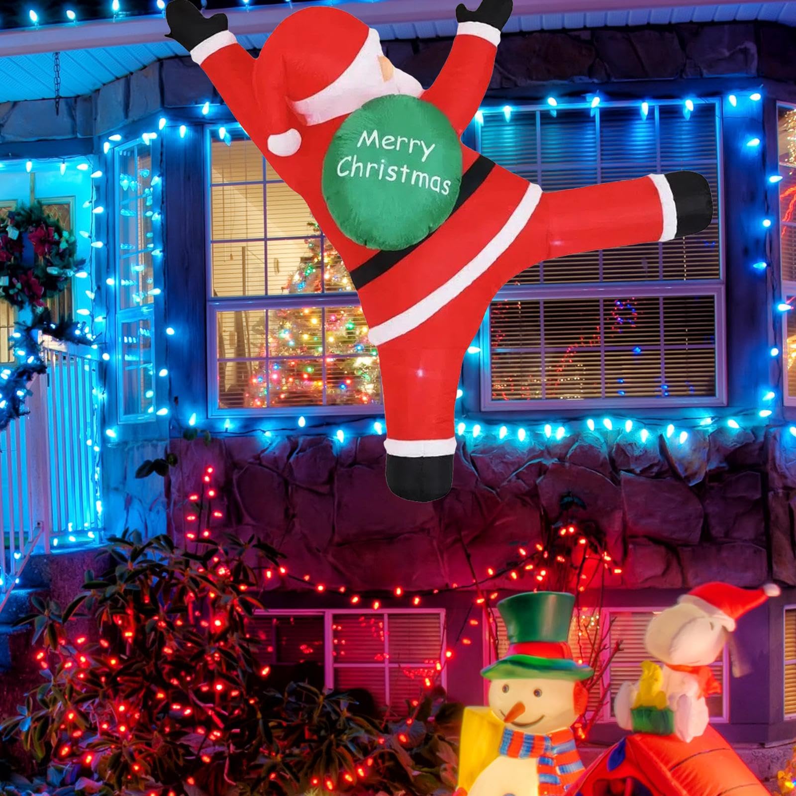 Papá Noel Inflable Colgante, Decoración Navideña, para Uso Exterior.