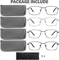 Vista 5 de 4 Pack Reading Glasses for Men, Computer Readers with Spring Hinge, Anti UV Ray/Eye Strain/Glare