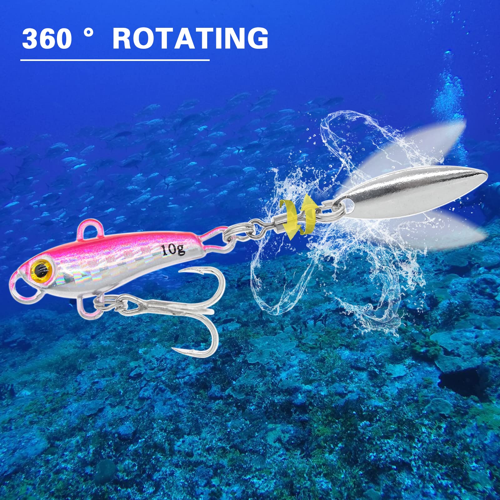 Metalowe łyżki wędkarskie, przynęty, długie odlewane ostrze spinningowe, przynęta VIB Swimbait z oczami 3D do okonia Walleye, 5 szt. przynęt wędkarskich słodkowodnych