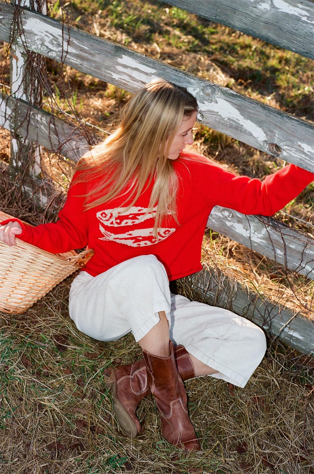 Genérico Jersey Oversize Mujer con Estampado de Peces,Casual para Otoño