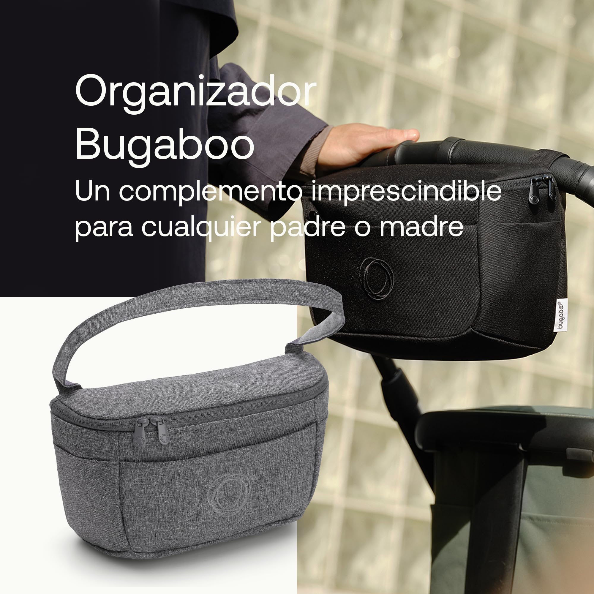 Bugaboo Bolso Organizador de carrito con múltiples bolsillos de fácil acceso, accesorio imprescindible para todos los artículos esenciales de tu bebé en Grey Melange
