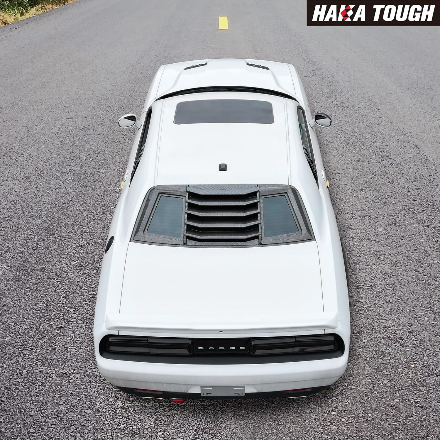 HAKA TOUGH Window Scoop Louvers for Dodge Challenger 2016-2022 Accessories, Challenger Side Window Scoop Sun Shade Rear Window Louver 3 PCS Carbon Fiber Black