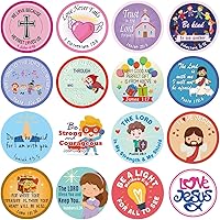 Vista 1 de Calcomanías de la Biblia cristiana para niños, 1000 unidades de 1.5 pulgadas, calcomanías adhesivas de Jesús con citas de las Escrituras cristianas