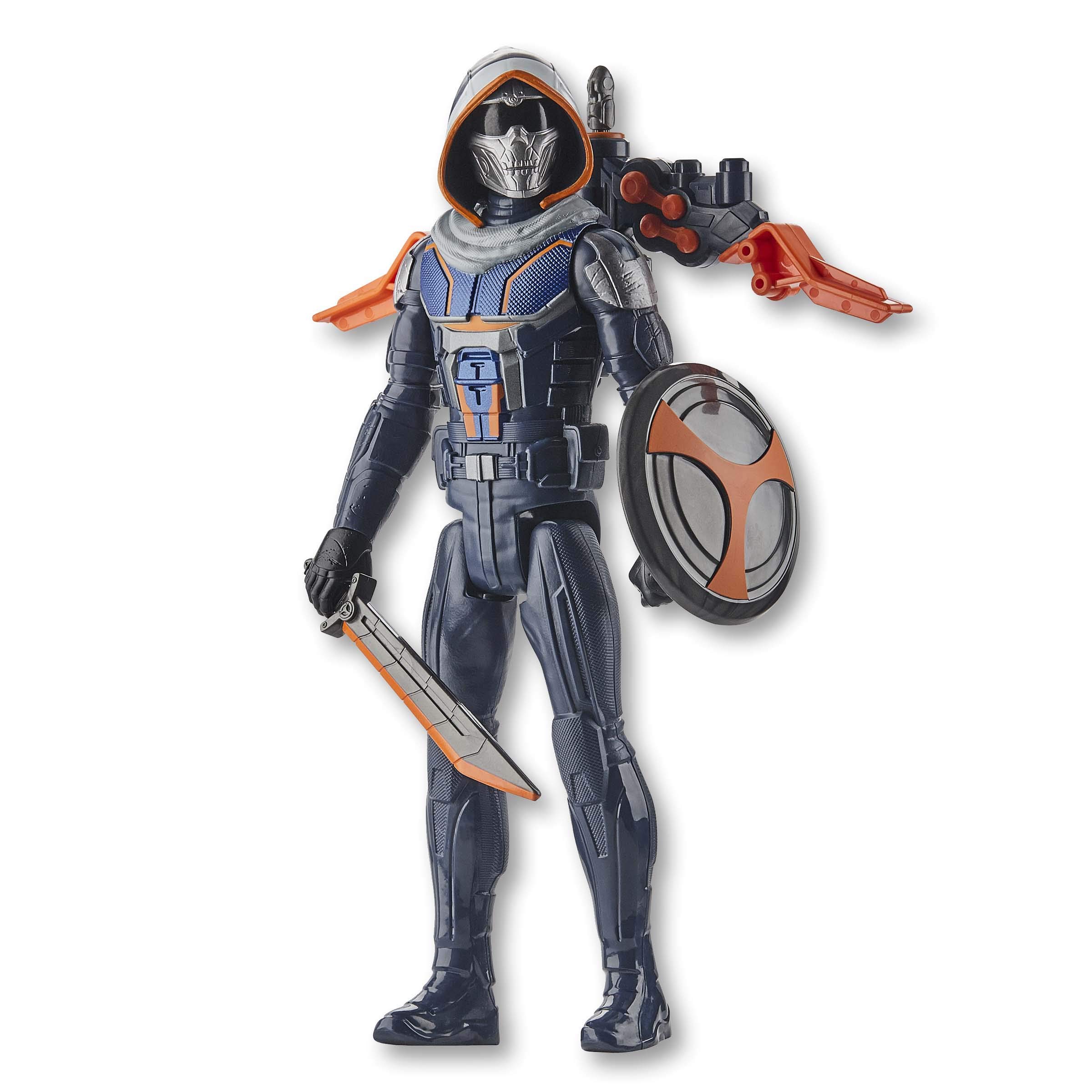 Marvel Black Widow Titan Hero Series Blast Gear Taskmaster Actionfigur, 30 cm Spielzeug, mit Launcher und Projektilen, ab 4 Jahren