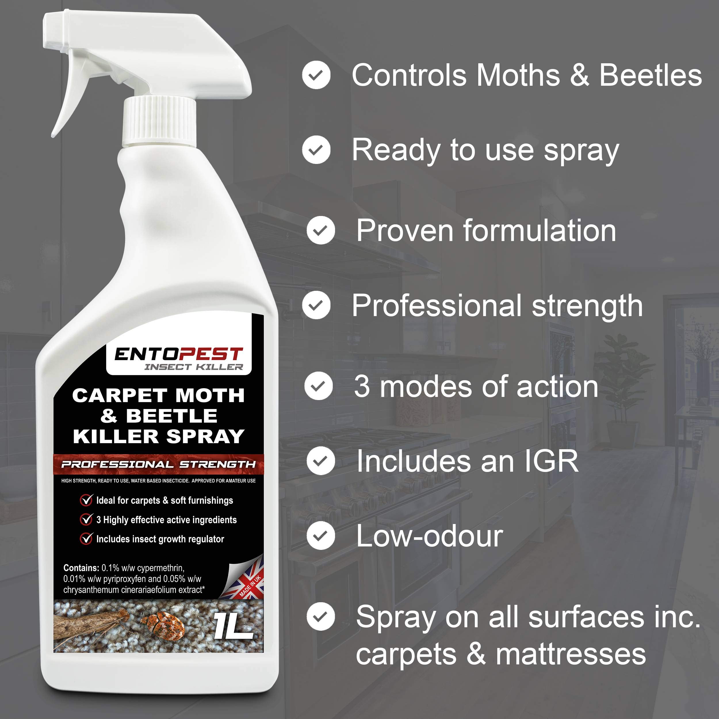 Entopest Insect Killer Spray for Carpets 2 x 1L RTU Pro Strength