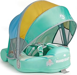 3 Swim Method Add Bed More Comfortable Mambobaby Float with Canopy and Tail Skin-Friendly Infant Pool Float Non Inflatable Baby Swim Float Mambo Float Swim Trainer for Boys Girls Aged 3-24 Months