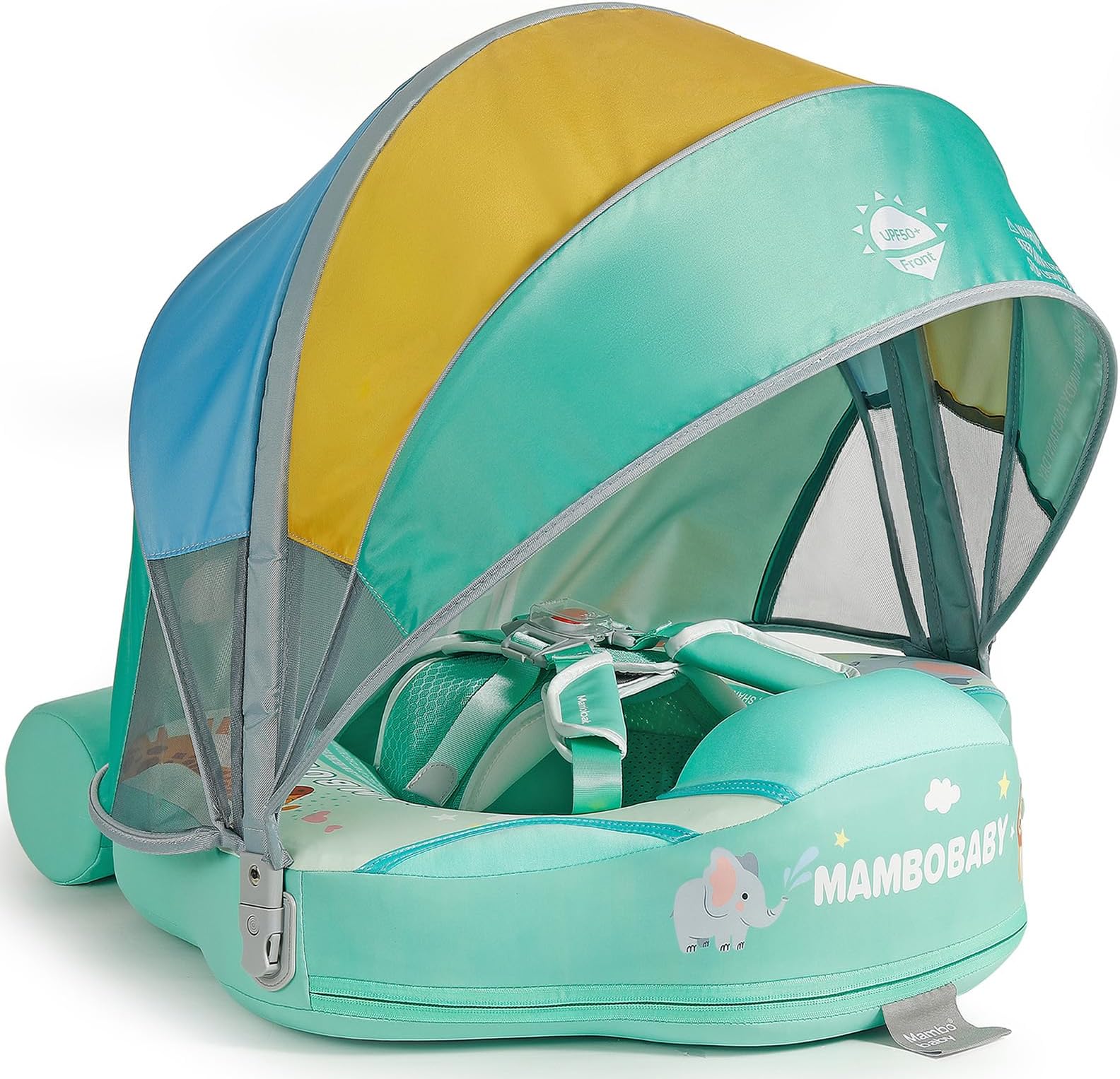 3 Swim Method Add Bed More Comfortable Mambobaby Float with Canopy and Tail Skin-Friendly Infant Pool Float Non Inflatable Baby Swim Float Mambo Float Swim Trainer for Boys Girls Aged 3-24 Months