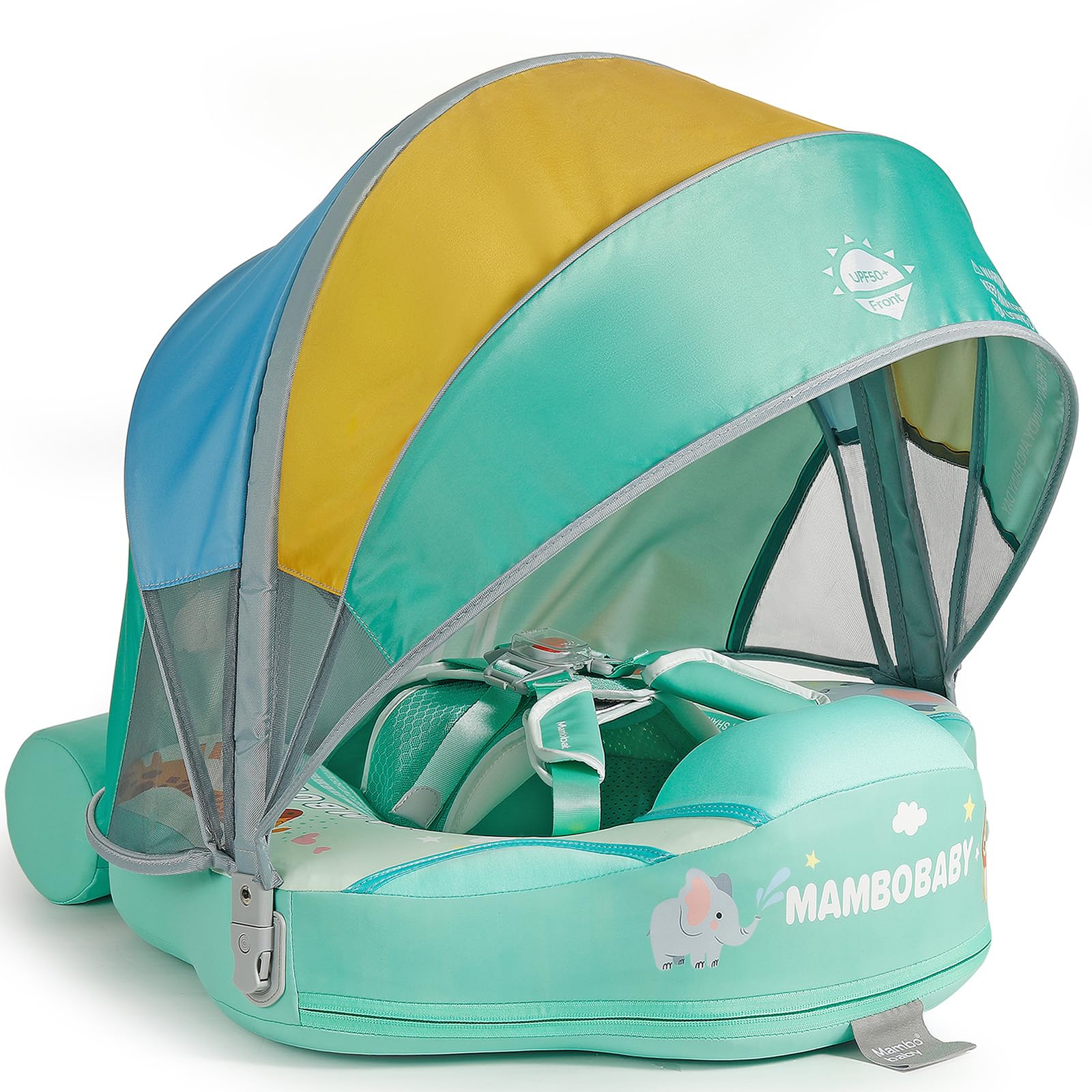 3 Swim Method Add Bed More Comfortable Mambobaby Float with Canopy and Tail Skin-Friendly Infant Pool Float Non Inflatable Baby Swim Float Mambo Float Swim Trainer for Boys Girls Aged 3-24 Months